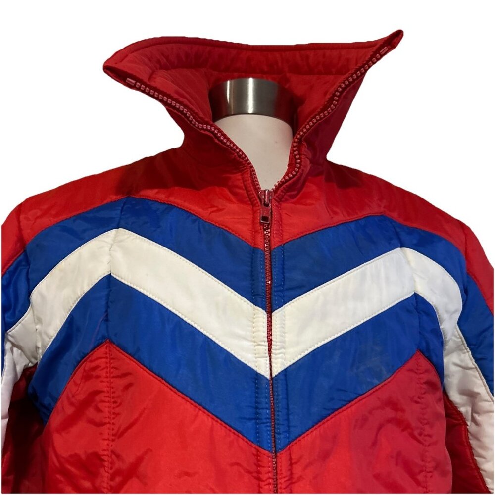 Vintage Womens Ski 60s 70s Skyr Coat Jacket Striped Medium Patriotic - Picture 9 of 16